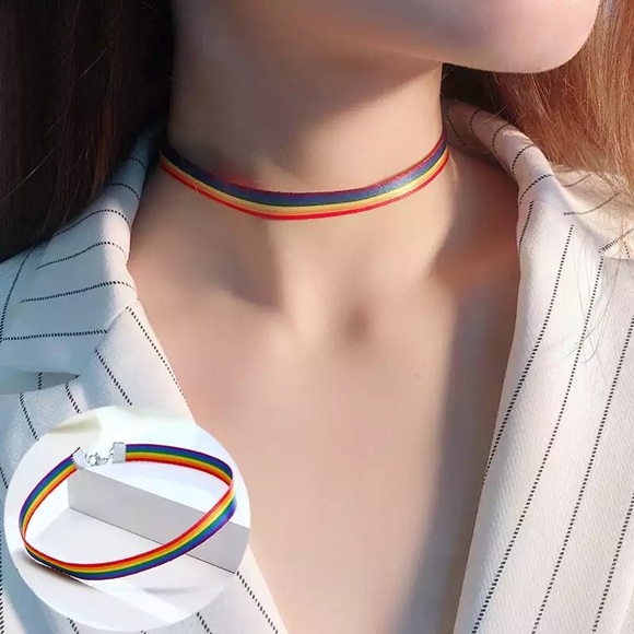 Fashion LGBTQ Rainbow Choker Necklace - Picture 1 of 6